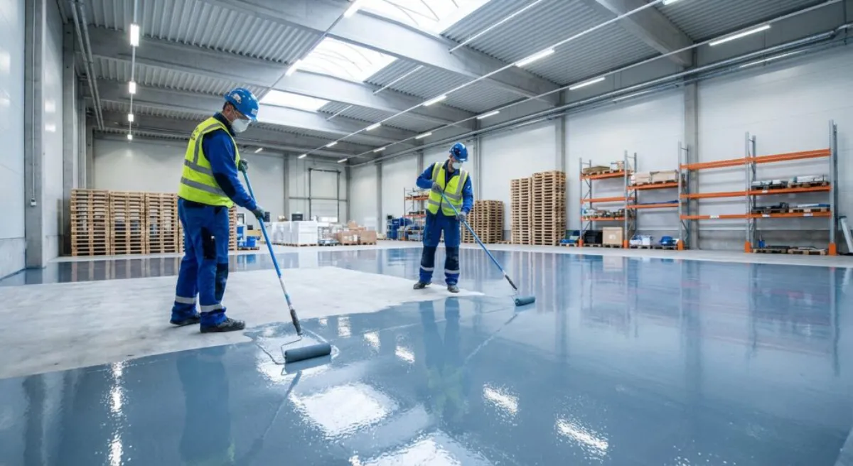Epoxigolv: En Omfattande Guide för Industriella och Kommersiella Lokaler 1 Slipning av betong före epoxibeläggning