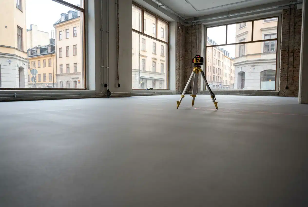 Nyavjämnat betonggolv i butikslokal (exempelbild)