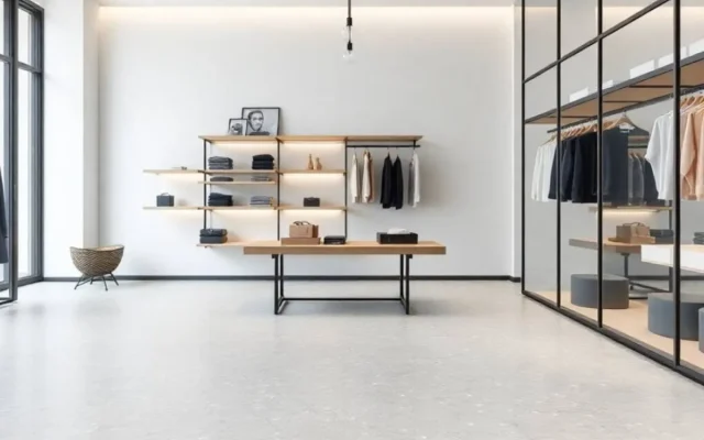 Polerad betong i butik