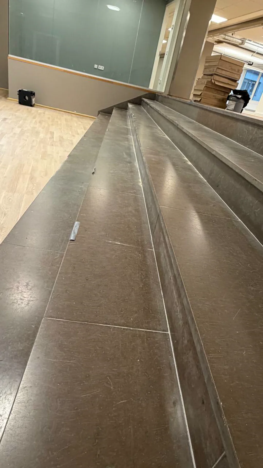 Kalkstenstrappan och trappnosarna.